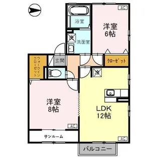 カーロリザイアII A【2階】の間取り