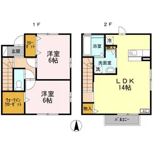 石川県金沢市千木町リ【テラスハウス】の間取り