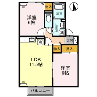 クロワッサンス【2階】の間取り