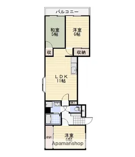 メゾンドリバー寺地【302号室】の間取り