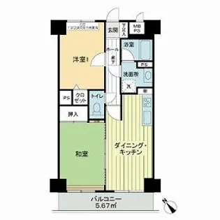 ライオンズマンション金沢駅西【0610号室】の間取り