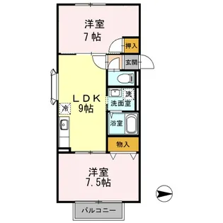 サンテュール【101号室】の間取り