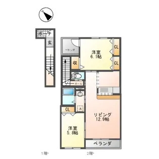 サンセットヒルズ【2階】の間取り