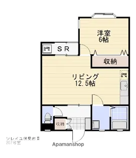 ソレイユ伏見台Ⅱ【207号室】の間取り