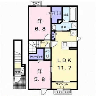 ヴィラ・ローザ【2階】の間取り