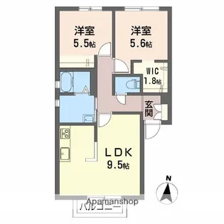 ペルレ B【203号室】の間取り