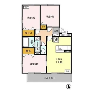 ハリークレスト A【2階】の間取り