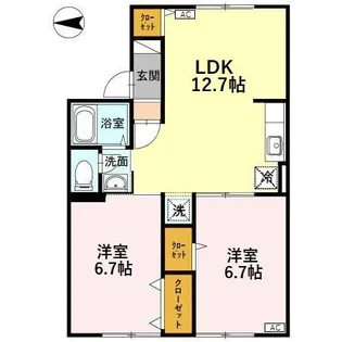 トリヴァンベール中島【1階】の間取り