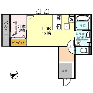 グランカーサ十三間町【1階】の間取り