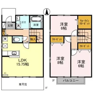 石川県野々市市御経塚3丁目【テラスハウス】の間取り