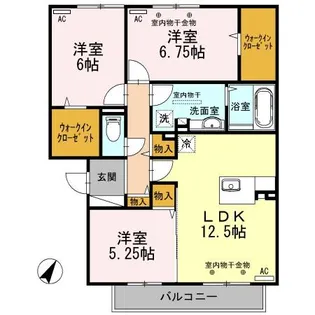 ヴィラ クレール A棟【3階】の間取り