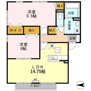 セジュール みどり【1階】の間取り