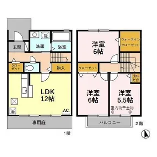 石川県金沢市四十万5丁目【テラスハウス】の間取り