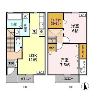 石川県金沢市中屋1丁目【テラスハウス】の間取り