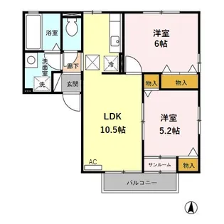 ウィルモア リプル A【1階】の間取り