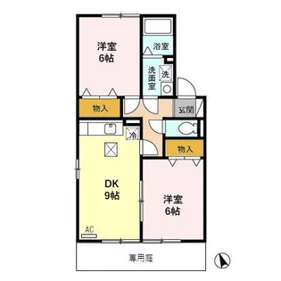 ムートン ウェスト B【1階】の間取り