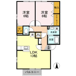 ツィーゲルハウス稲荷【2階】の間取り