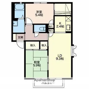 ユニヴェルソ B【2階】の間取り