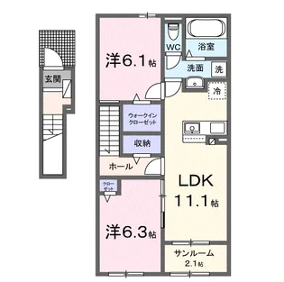 ラフィネ Ⅴ【2階】の間取り
