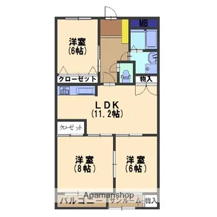 グローバル泉野【402号室】の間取り