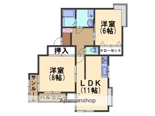 グローバル泉野【305号室】の間取り