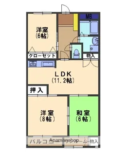 グローバル泉野【302号室】の間取り