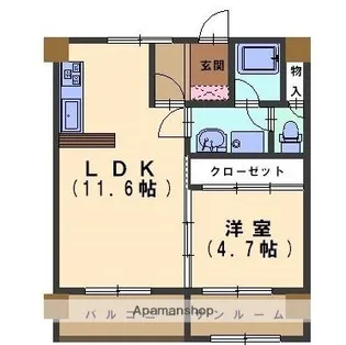 第6赤坂コーポ【612号室】の間取り