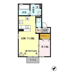 シャトー・モナムール【1階】の間取り