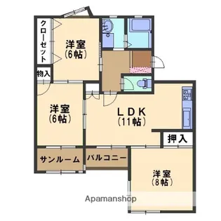 ホワイトコテージ2【303号室】の間取り