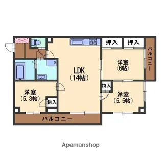 リバーサイドハウス【303号室】の間取り