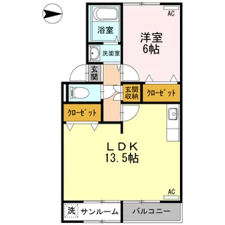 プレジールビューラ B【2階】の間取り
