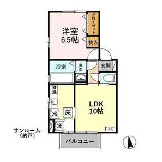 ウエスト ビーグル A【1階】の間取り