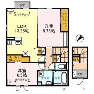 WITおしの7 B棟【B202号室】の間取り