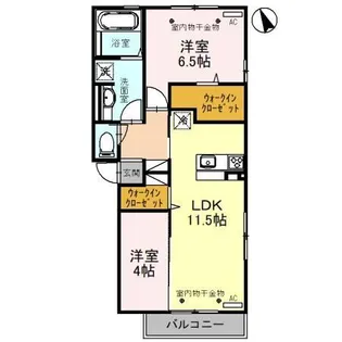 ロイヤルコート若宮【1階】の間取り