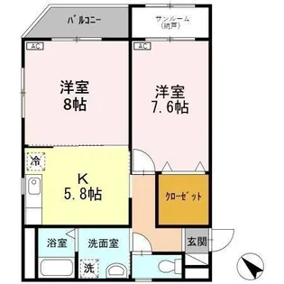 キャッスル北沢金沢【205号室】の間取り