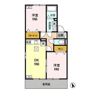 ムートン ウェスト B【1階】の間取り