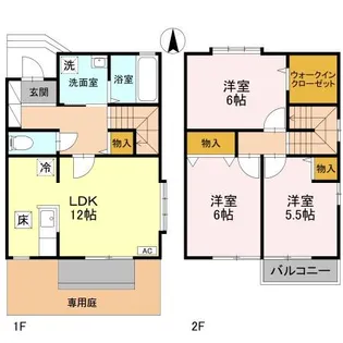 石川県金沢市藤江北2丁目【テラスハウス】の間取り