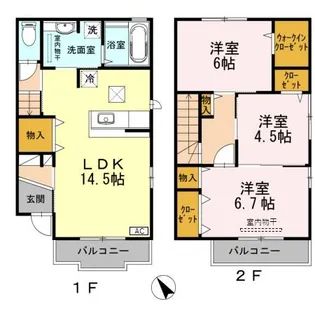 石川県金沢市長坂2丁目【テラスハウス】の間取り