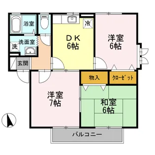 セゾン・ド・フルール B【1階】の間取り
