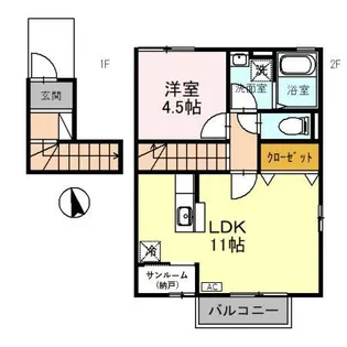 ペリプエスト・ルガール【2階】の間取り