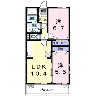 クリスタル・ハウスB【2階】の間取り