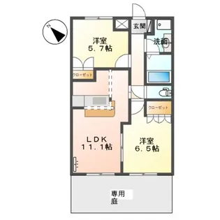 グランディール K&M【1階】の間取り