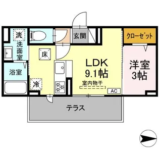 DーROOM中楯B B棟【1階】の間取り