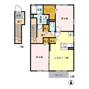 ローズコート塩山 壱番館【201号室】の間取り