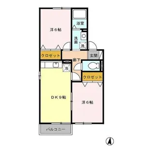 サニーハウス上今井 AB【2階】の間取り