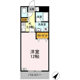 クリスタル甲府国母【203号室】の間取り