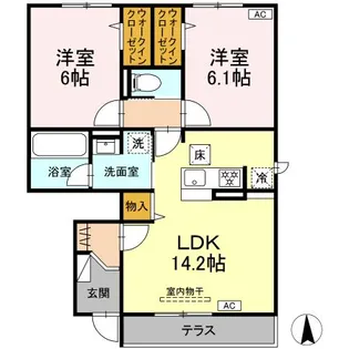 ミモザ・ヴェルデ【1階】の間取り