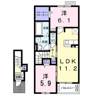 シェ モワ ココ【2階】の間取り