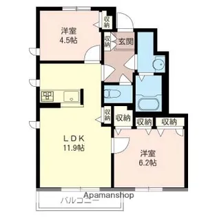 シャーメゾンモンシャトーB棟【101号号室】の間取り