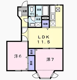 パレス・ウィステリアB【1階】の間取り